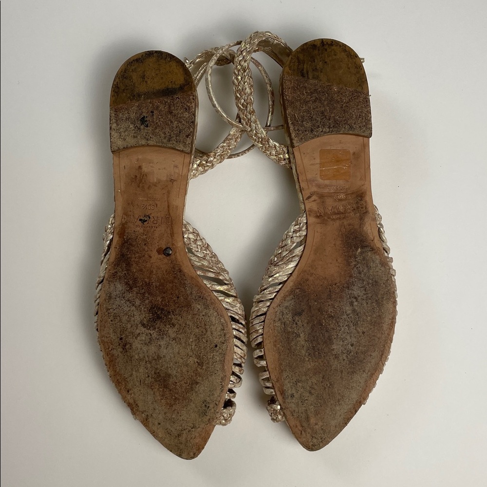 ALEXANDRE BIRMAN Agatha Flat Sandals Metallic Gold Leather. 39.5. - Picture 11 of 14